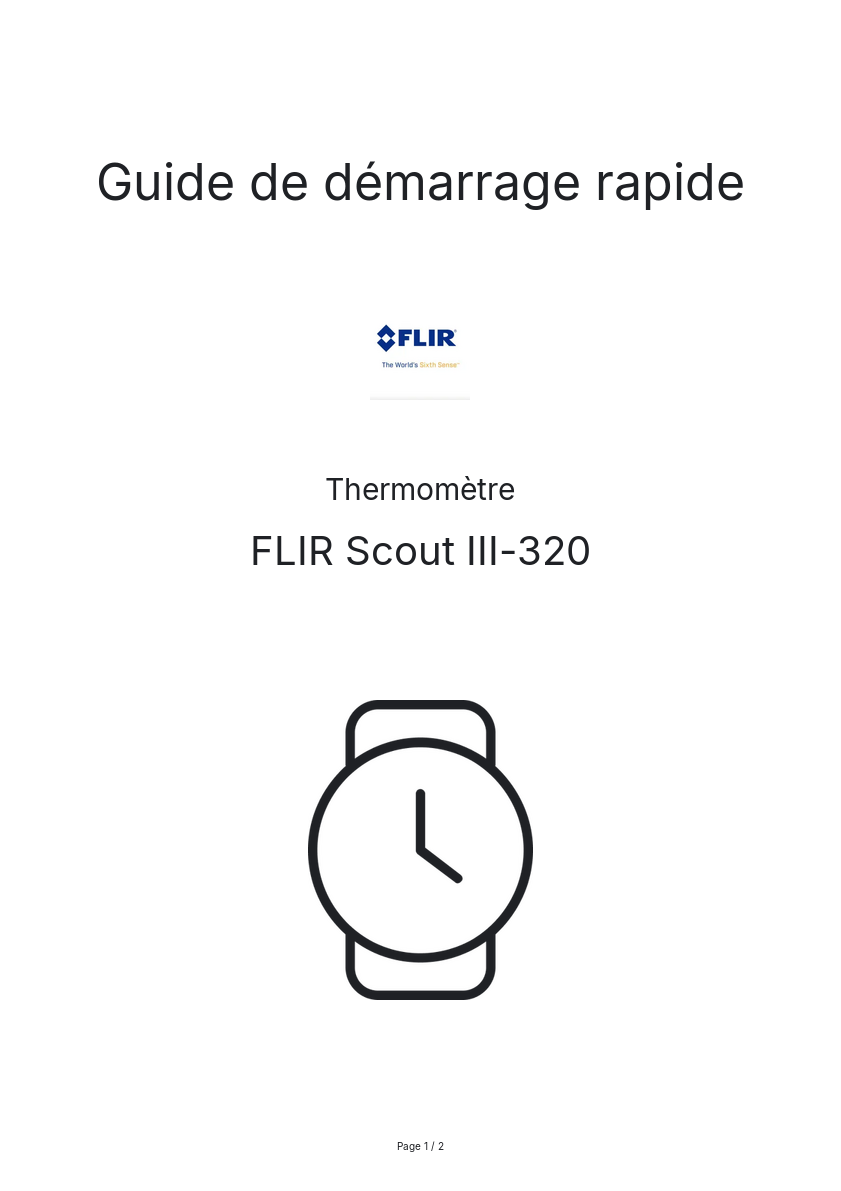 Page n°1 - Guide de démarrage rapide FLIR Scout III-320