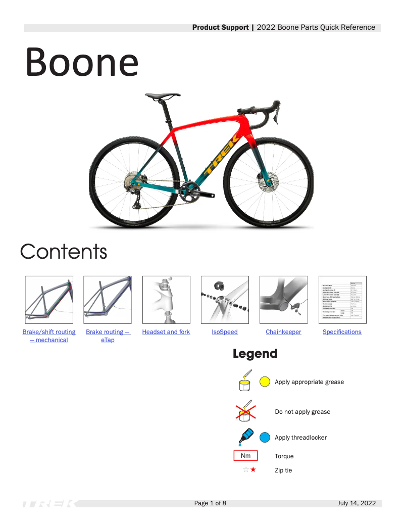Page n°1 - Guide de démarrage rapide Trek Boone 6