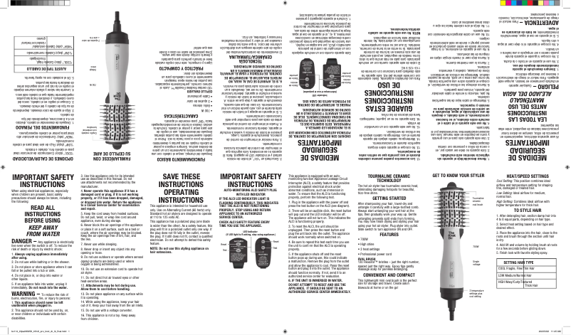 Page 1 de la notice Manuel utilisateur Conair InfinitiPRO The Knot Dr. BC114