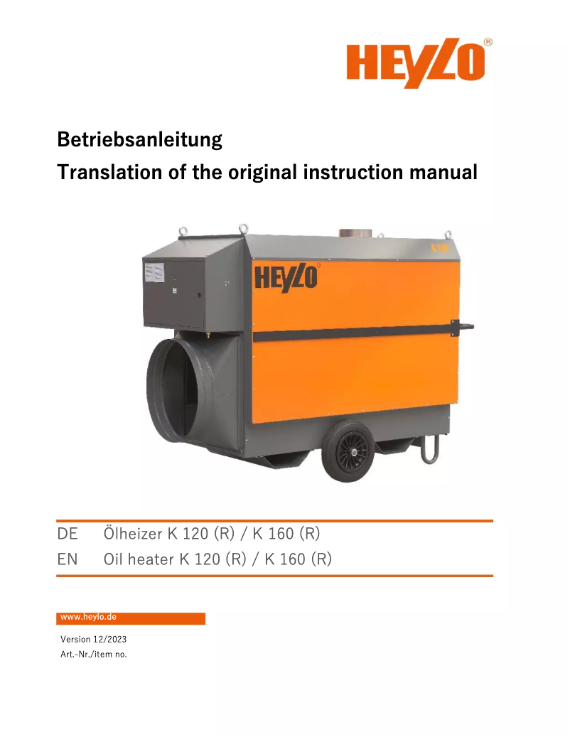 Page n°1 - Manuel utilisateur Heylo K 160 R