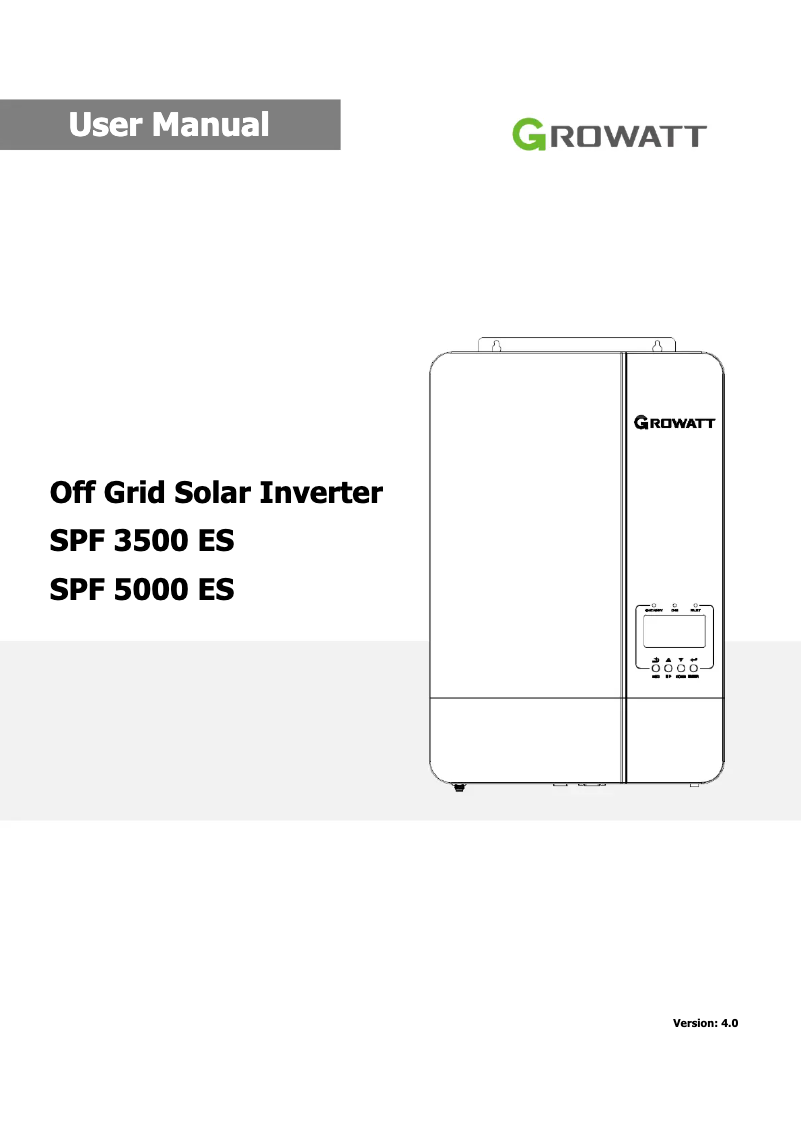 Página 1 del manual Manual de usuario Growatt SPF 3000-5000 ES