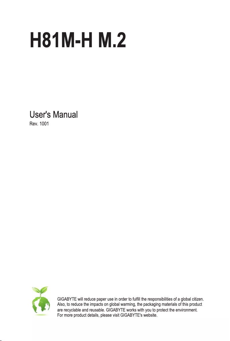 Page n°1 - Manuel utilisateur Gigabyte H81M-H M.2