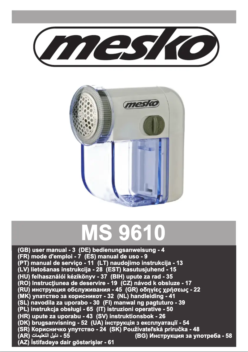 Page 1 de la notice Manuel utilisateur Mesko MS 9610