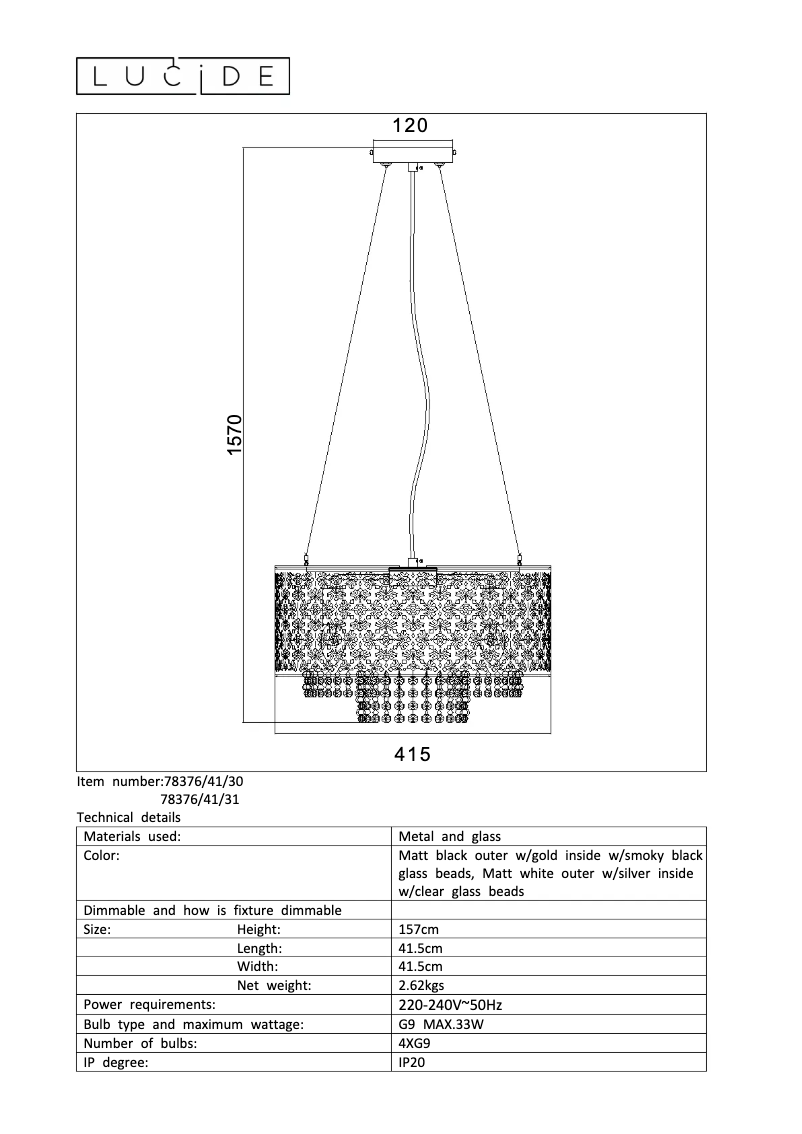 Page n°1 - Manuel utilisateur Lucide Raka 78376/41/31