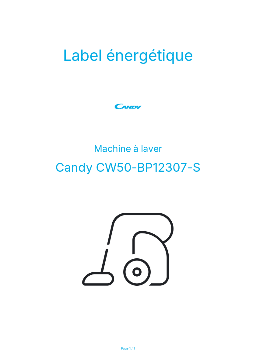 Page n°1 - Label énergétique Candy CW50-BP12307-S