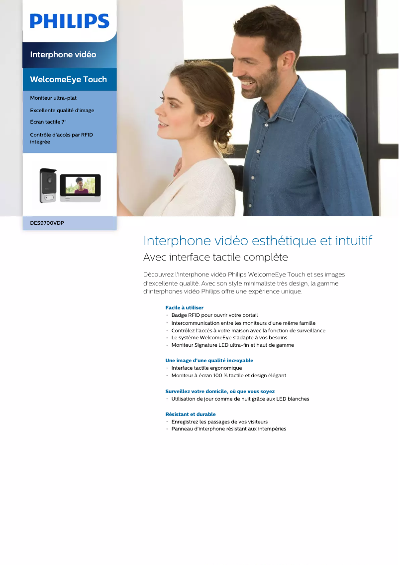 Image de la première page du manuel de l'appareil Welcomeeye Touch DES9700VDP