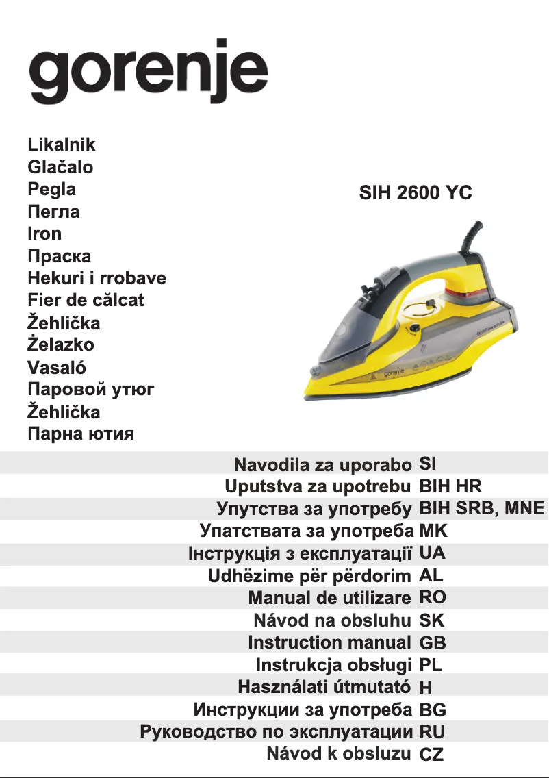 Page 1 de la notice Manuel utilisateur Gorenje SIH 2600YC