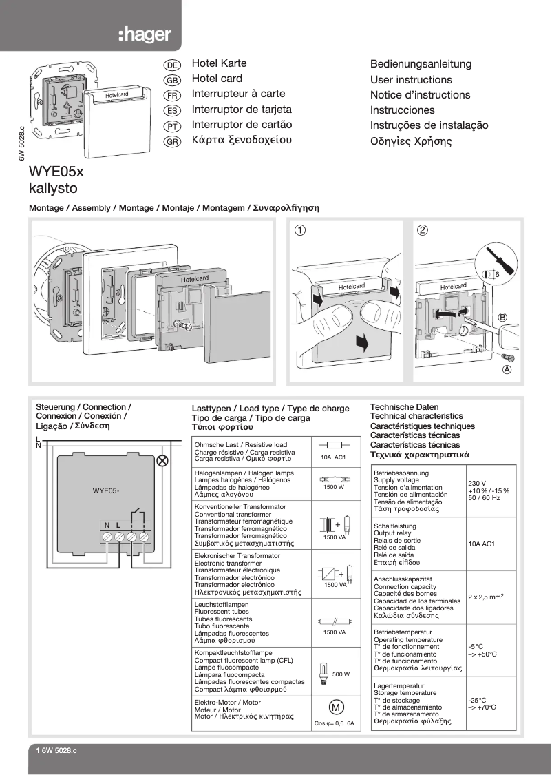 Image de la première page du manuel de l'appareil WYE050
