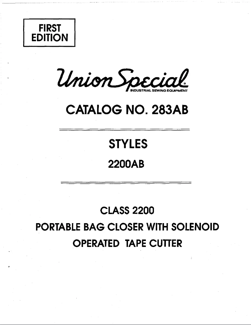 Page n°1 - Manuel utilisateur Union Special 2200AB