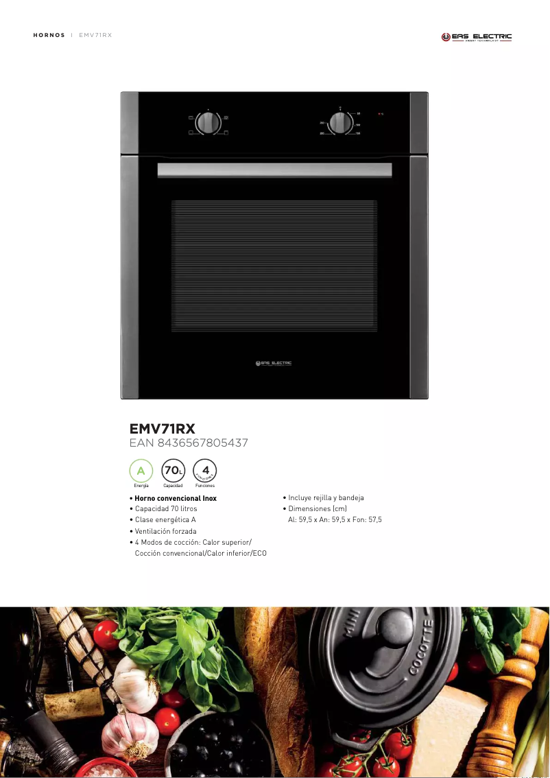 Page 1 de la notice Fiche technique EAS Electric EMV71RX