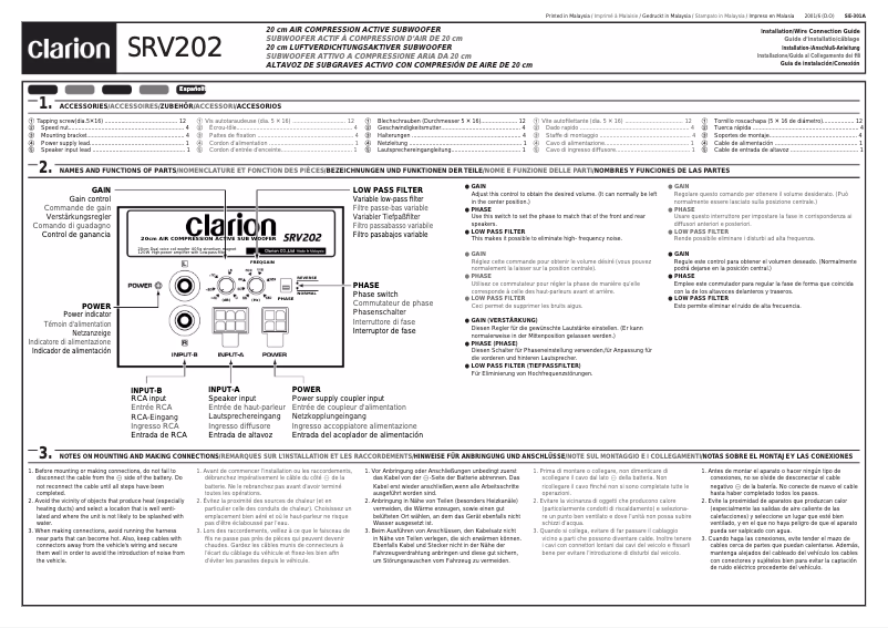 Page n°1 - Manuel utilisateur Clarion SRV202