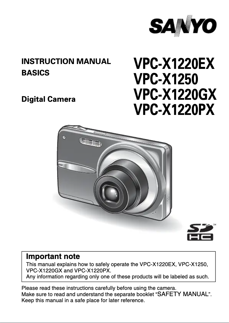 Page 1 de la notice Manuel utilisateur Sanyo VPC-X1220EX