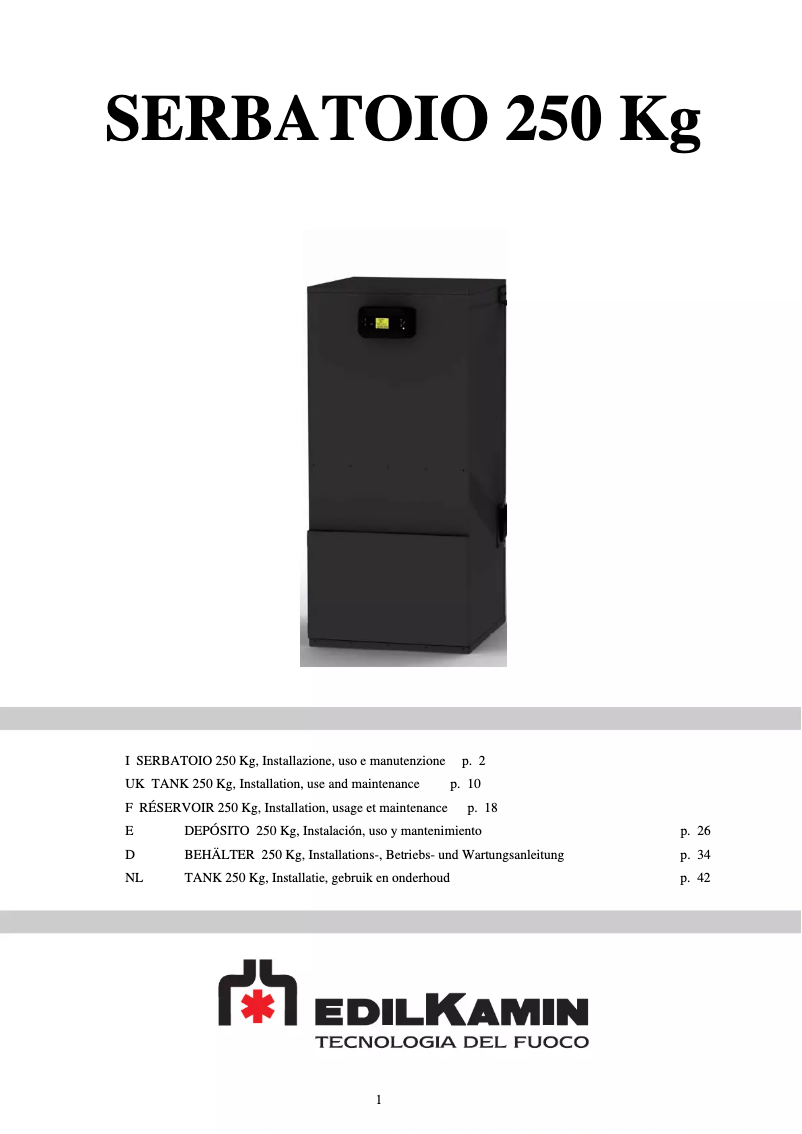 Image de la première page du manuel de l'appareil SERBATOIO 250 Kg