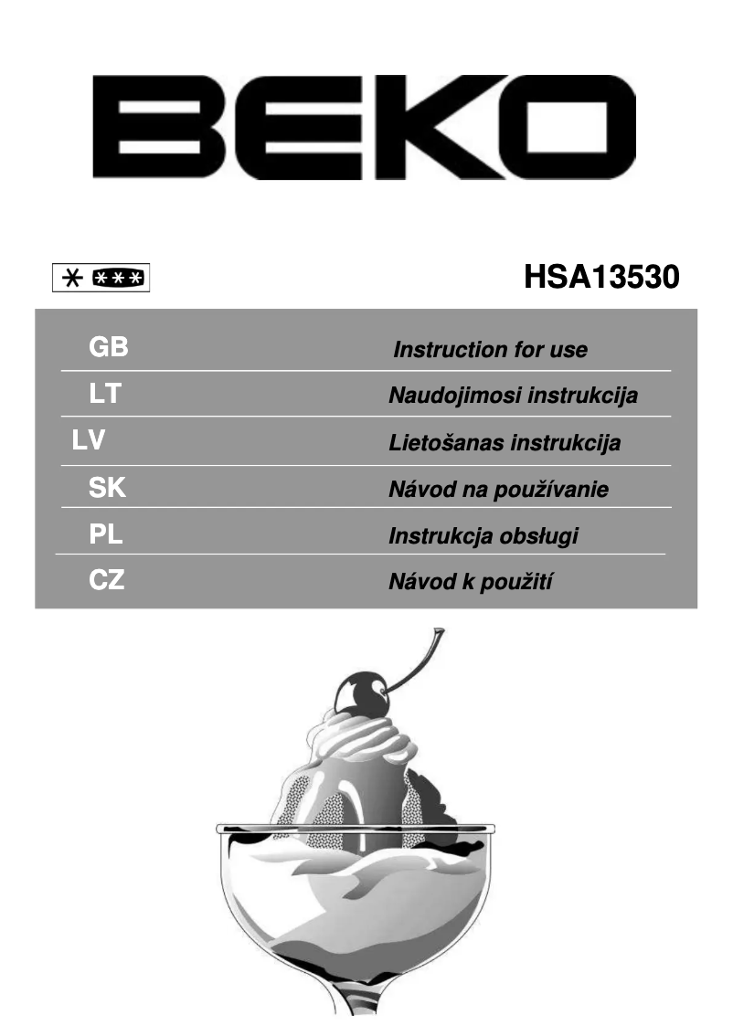 Page 1 de la notice Manuel utilisateur Beko HSA 13530
