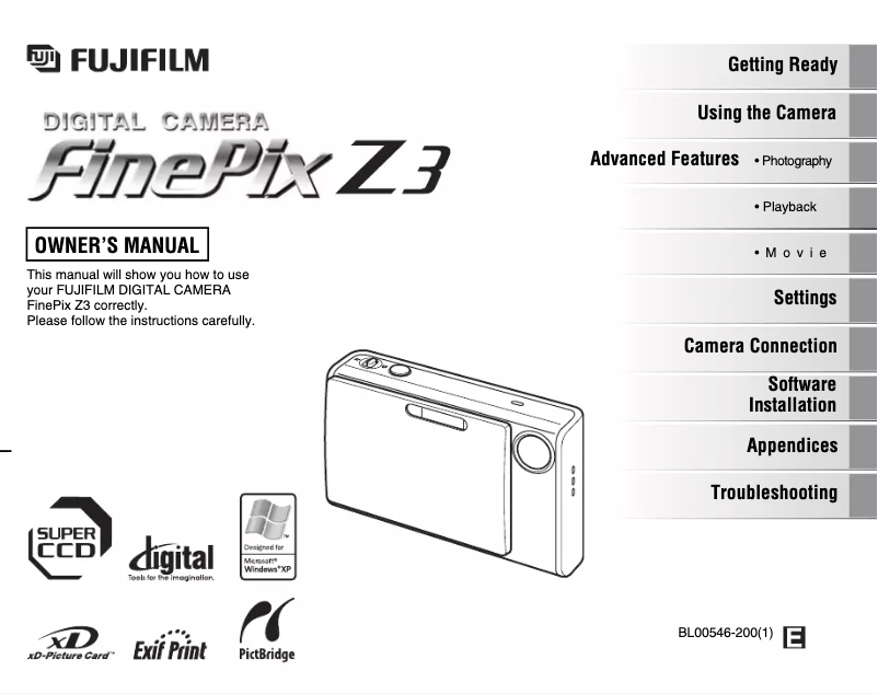 Page n°1 - Manuel utilisateur Fujifilm FinePix Z3