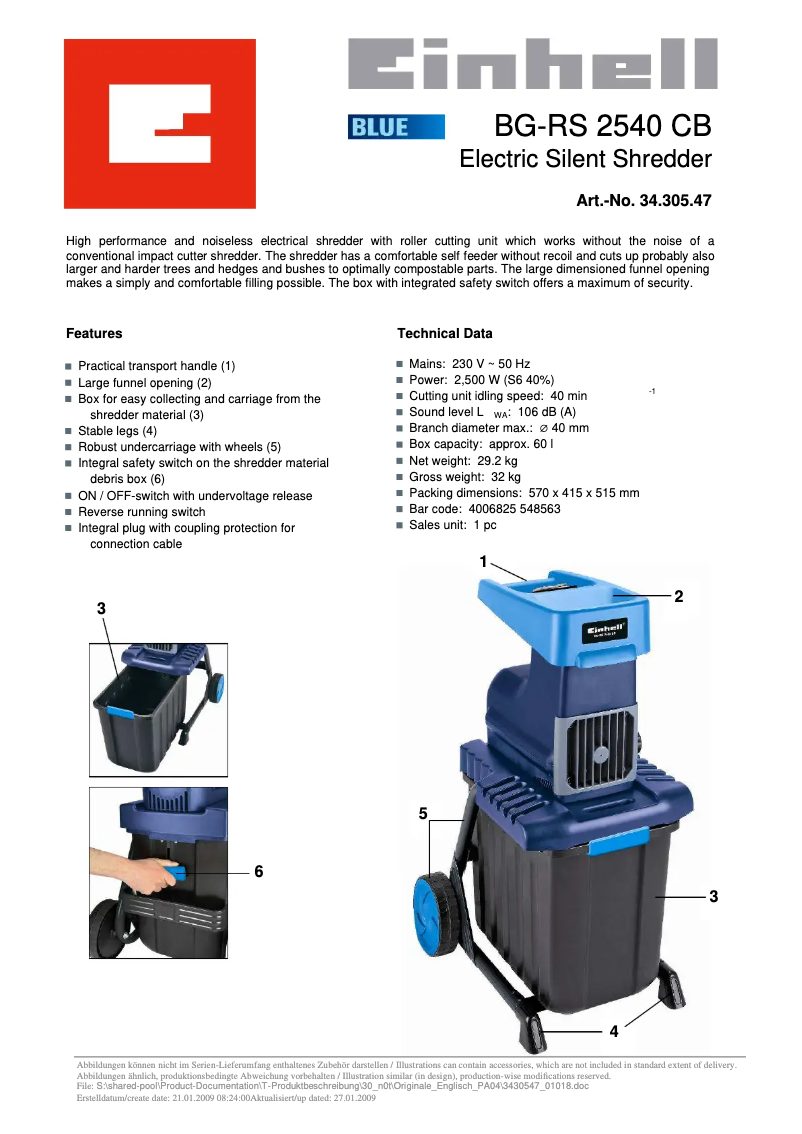 Image de la première page du manuel de l'appareil BG-RS 2540 CB