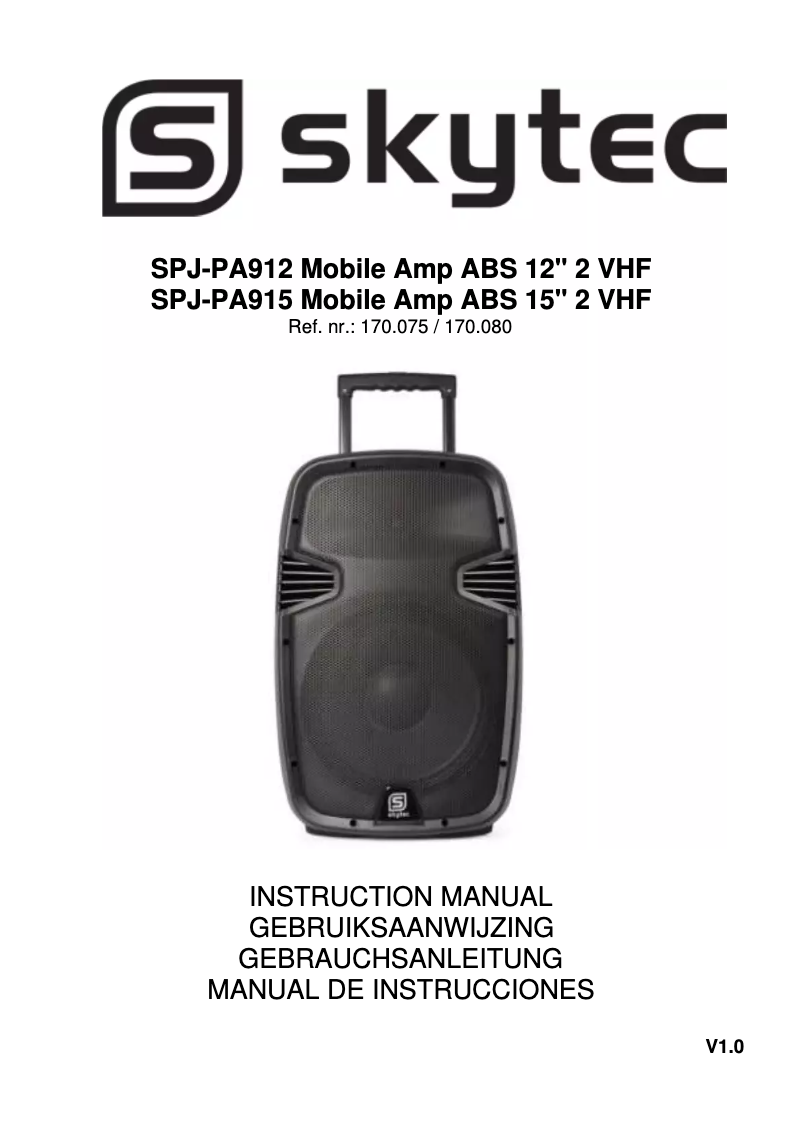 Page n°1 - Manuel utilisateur Skytec SPJ-PA915
