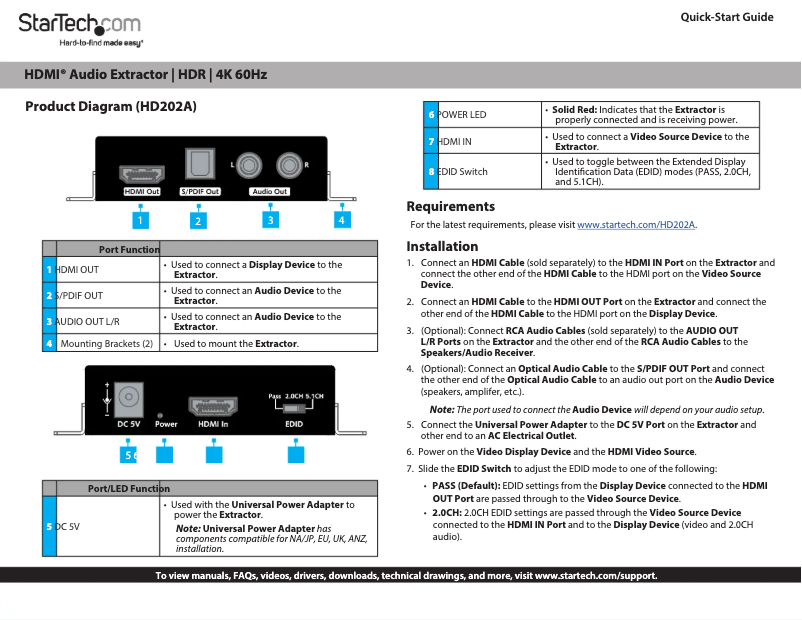 Page 1 de la notice Mode d'emploi StarTech.com HD202A