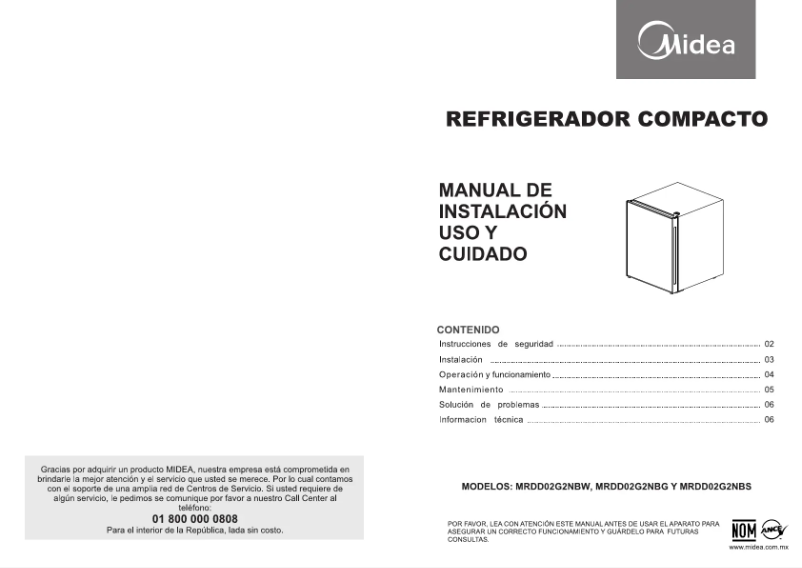 Page 1 de la notice Manuel utilisateur Midea MRDD02G2NBG