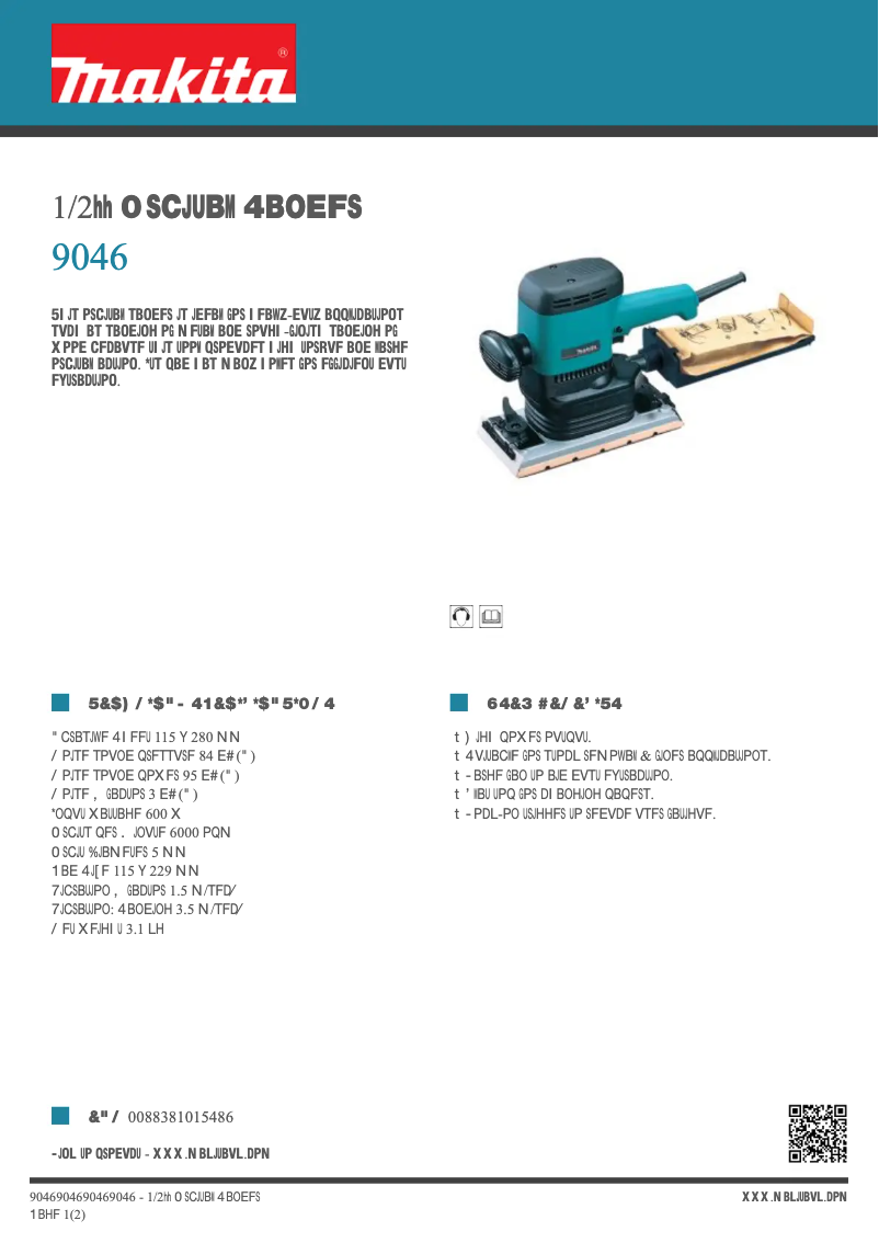 Página 1 del manual Ficha técnica Makita 9046
