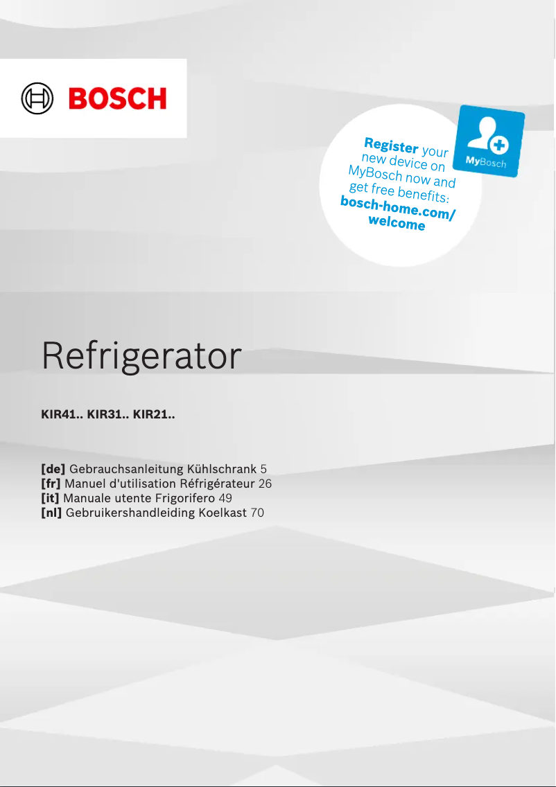 Page n°1 - Manuel utilisateur Bosch KIR41ADD1