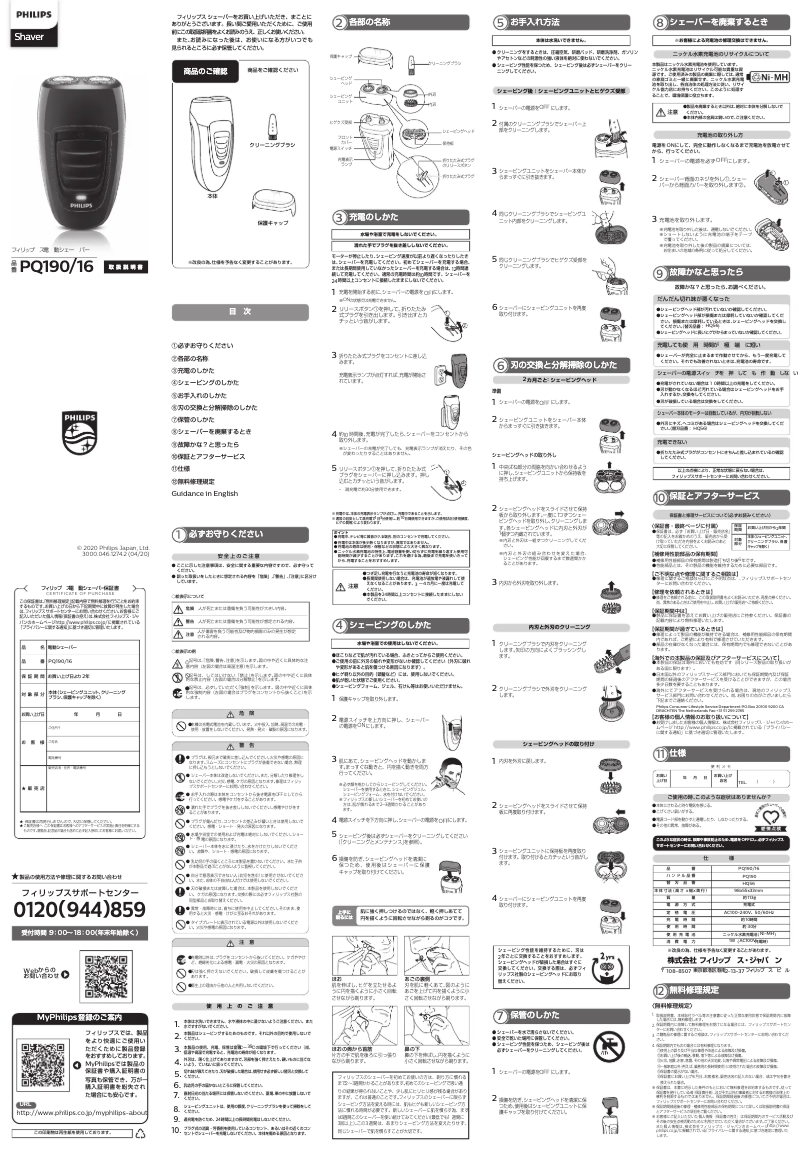 Page n°1 - Manuel utilisateur Philips PQ190