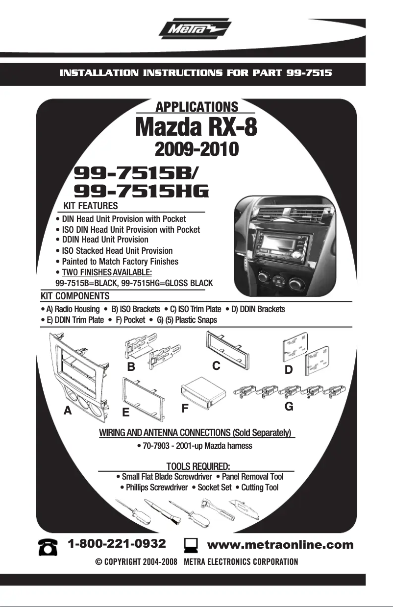 Page n°1 - Manuel utilisateur Metra 99-7515B