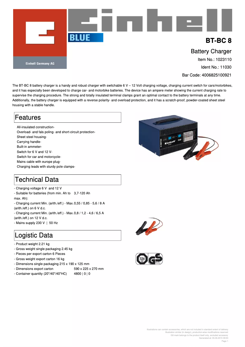 Image de la première page du manuel de l'appareil BT-BC 8