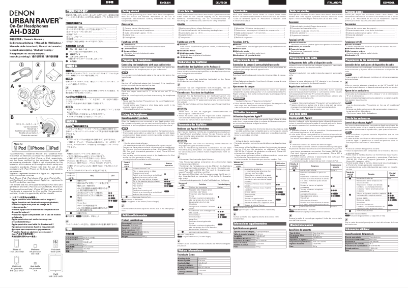 Page 1 de la notice Manuel utilisateur Denon AH-D320