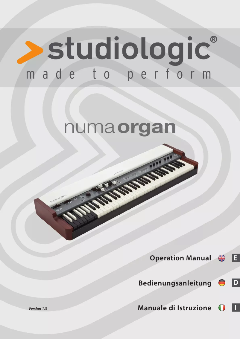 Page n°1 - Manuel utilisateur Studiologic NUMA Organ