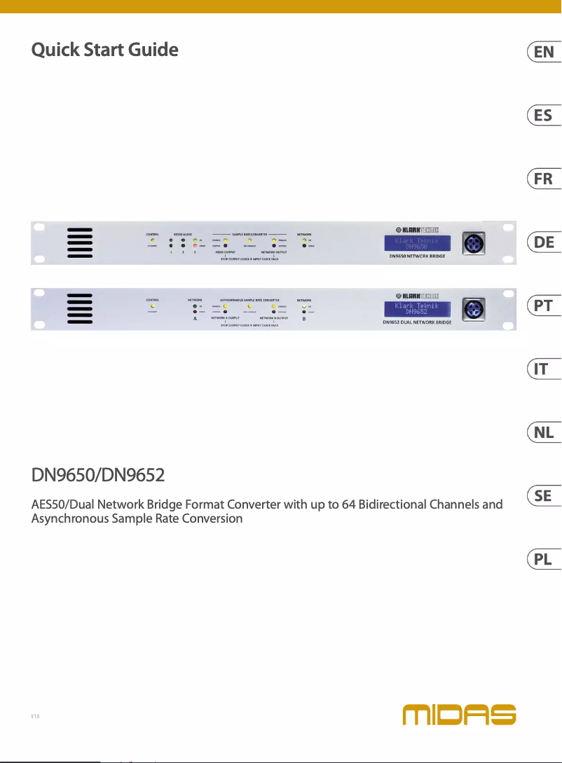 Page n°1 - Guide de démarrage rapide Klark Teknik DN9650