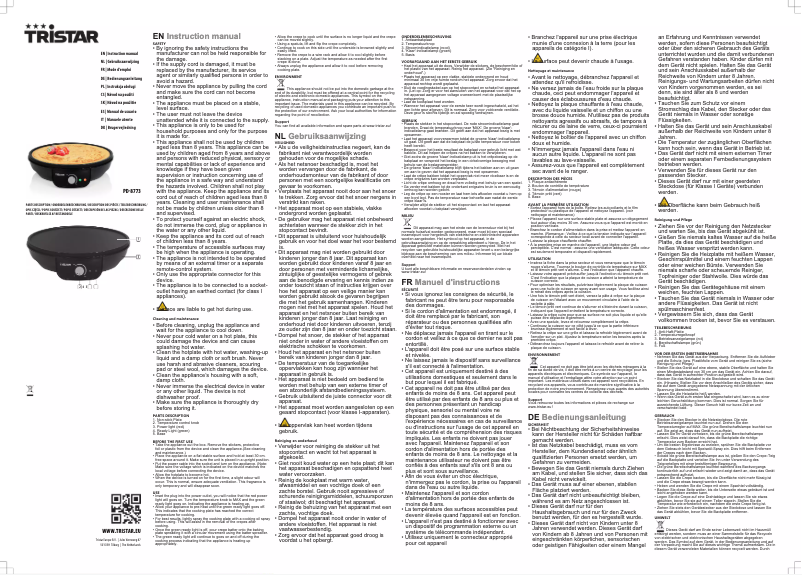 Page 1 de la notice Manuel utilisateur TriStar PD-8773