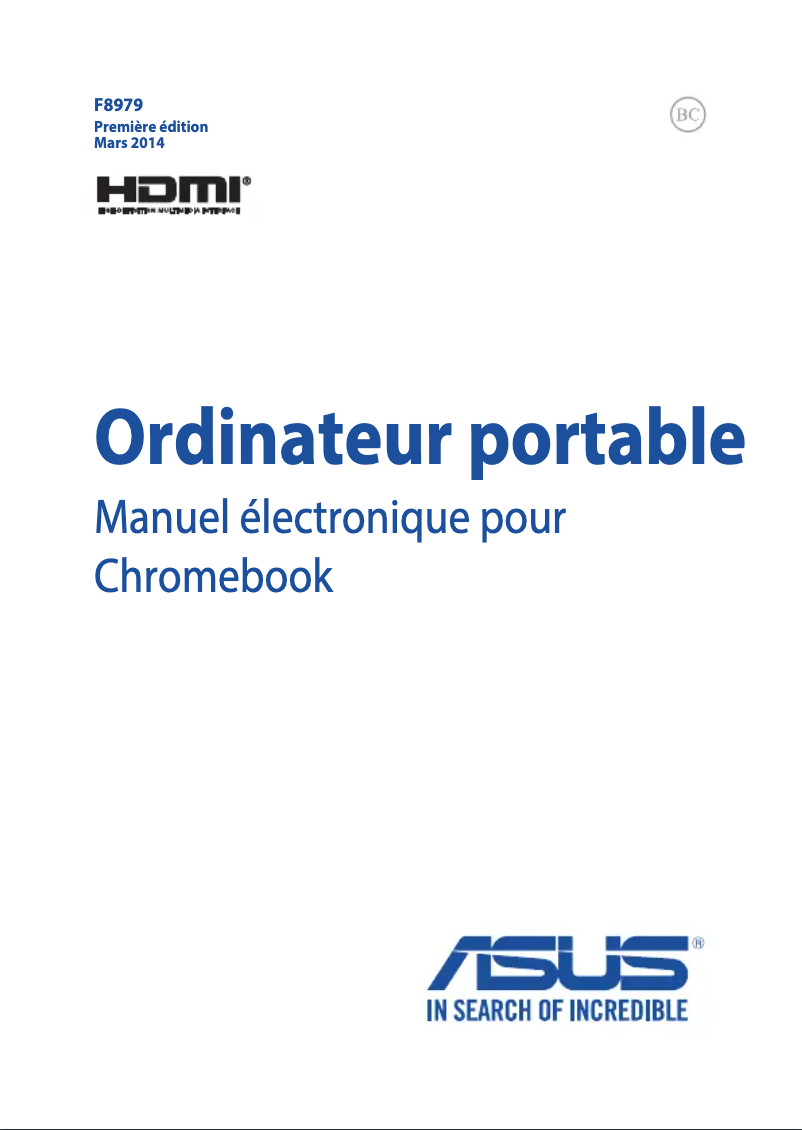 Page 1 de la notice Manuel utilisateur Asus Chromebook C200
