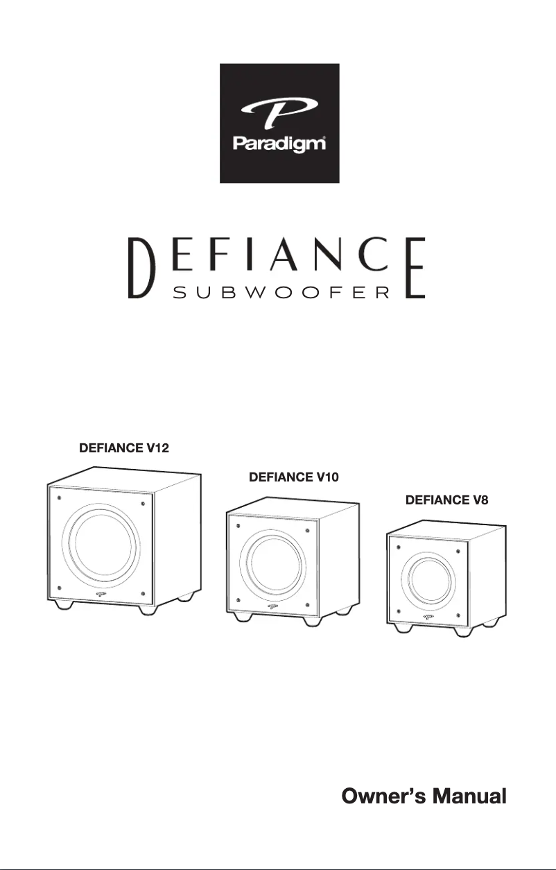 Page 1 de la notice Manuel utilisateur Paradigm Defiance V12