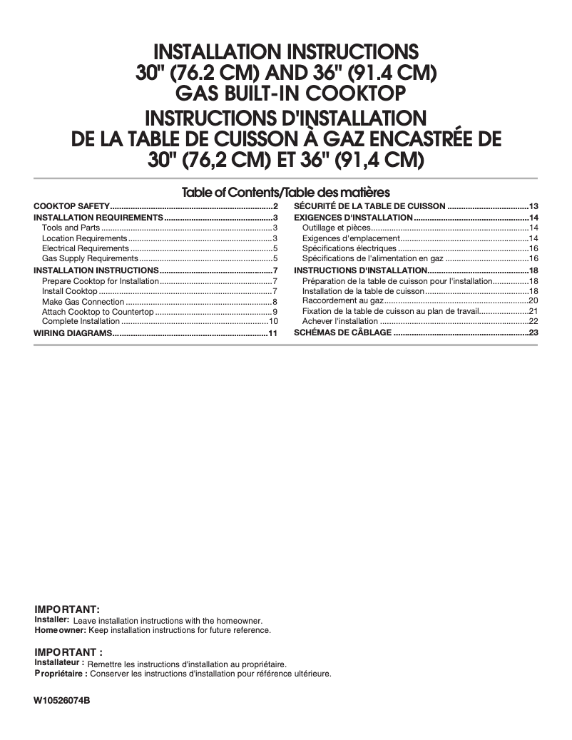 Page 1 de la notice Guide d'installation KitchenAid KGCC566RBL