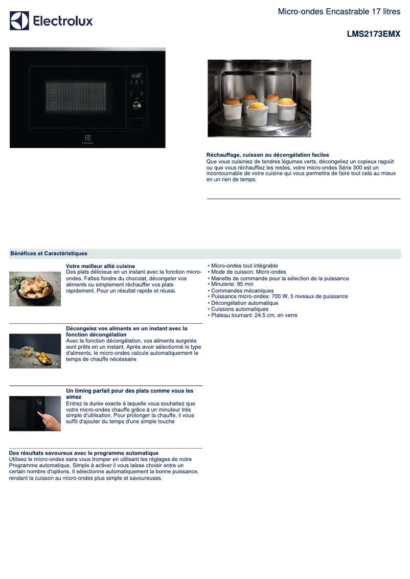Page n°1 - Fiche technique Electrolux LMS2173EMX