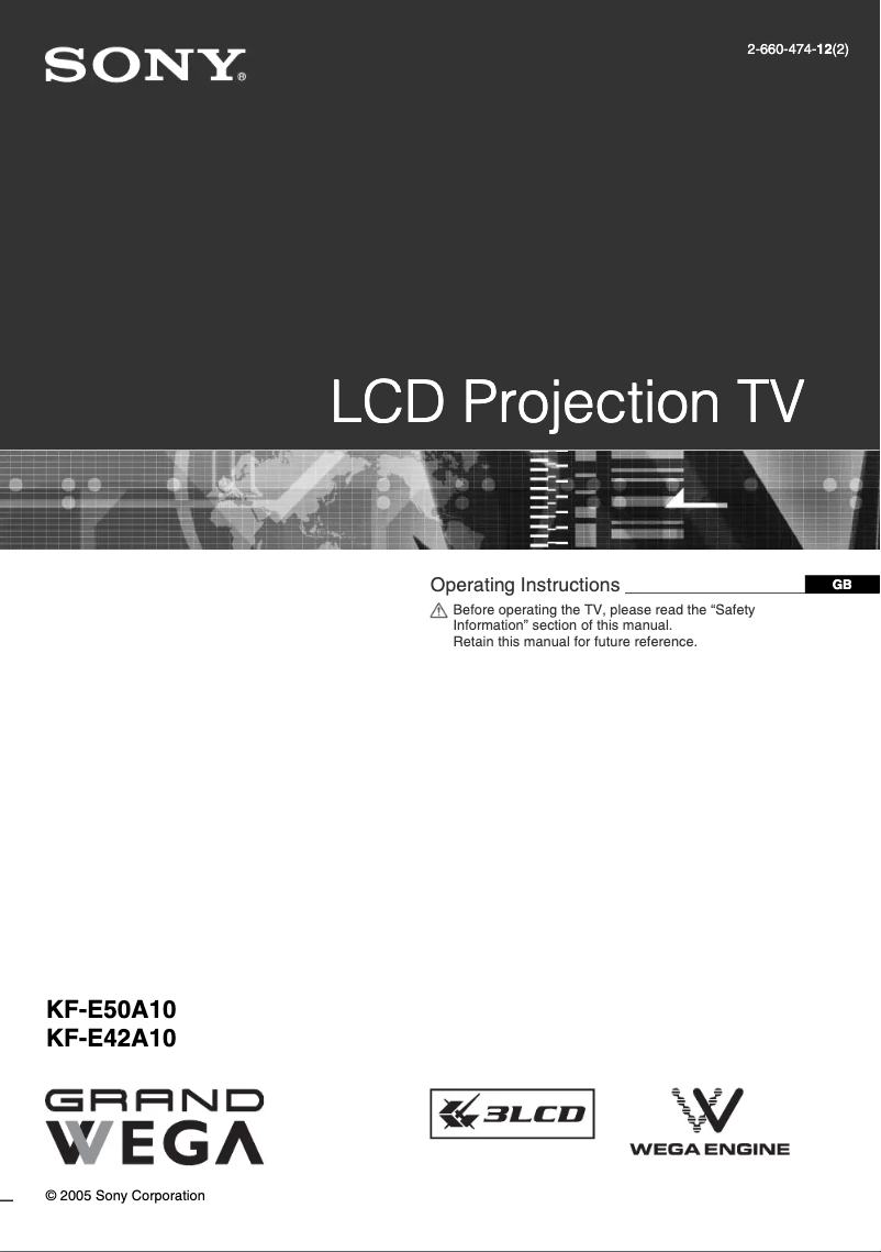 Page 1 de la notice Manuel utilisateur Sony KF-E50A10