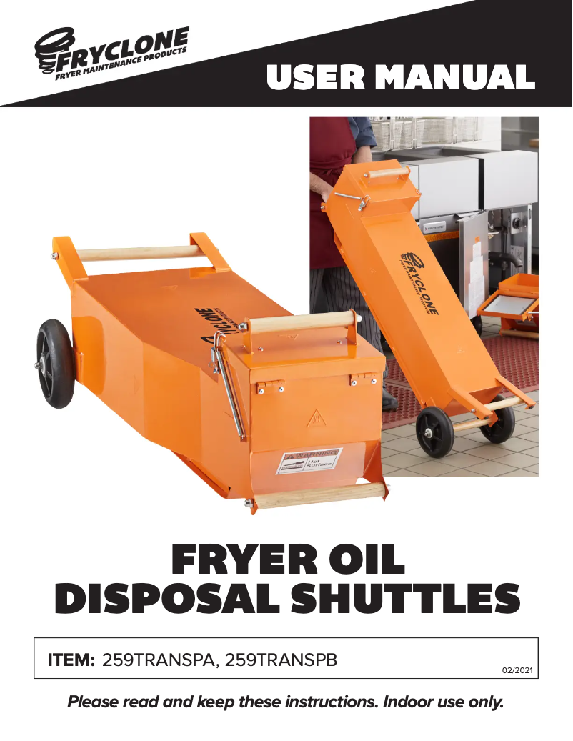 Page n°1 - Manuel utilisateur Fryclone 259TRANSPA