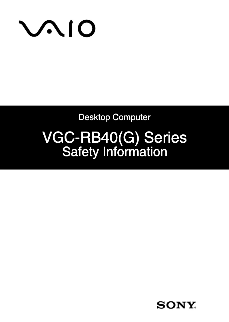 Page 1 of the manual Safety Instructions Sony Vaio VGC-RB41P