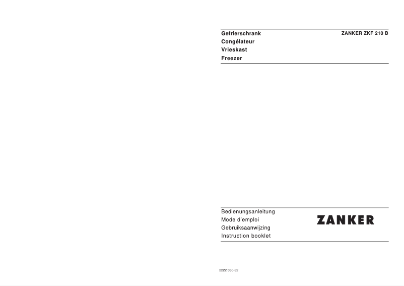 Page 1 de la notice Manuel utilisateur Zanker ZKF210B