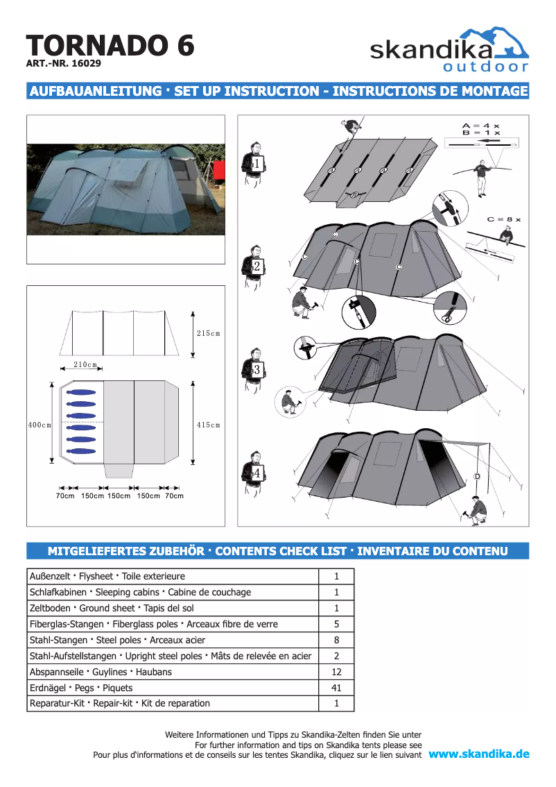 Page 1 de la notice Manuel utilisateur Skandika Tornado 6