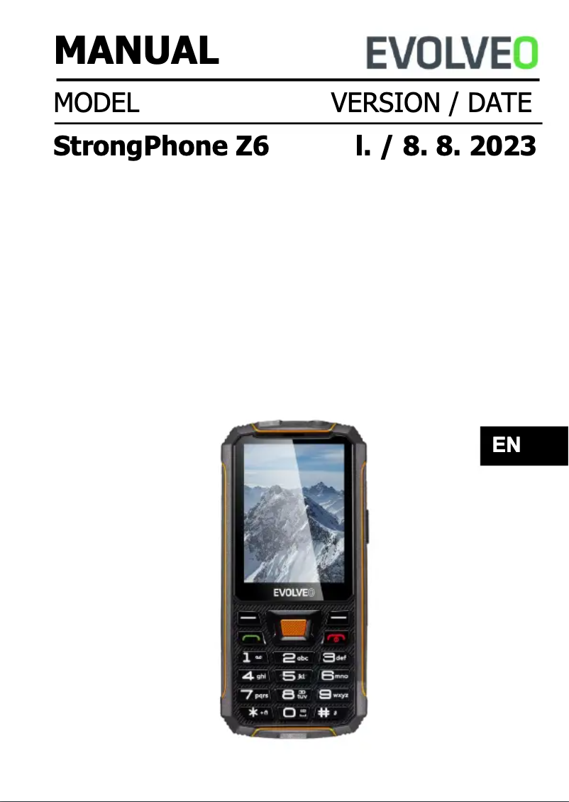 Page 1 de la notice Manuel utilisateur Evolveo StrongPhone Z6