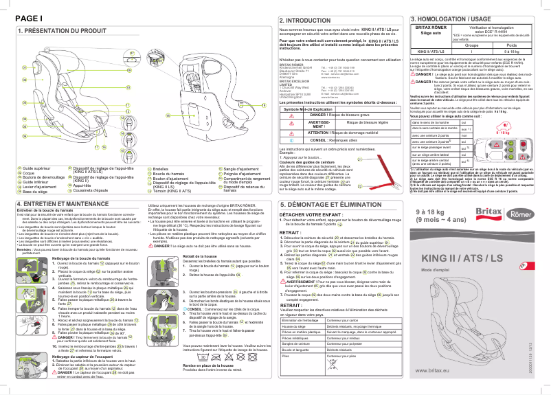 Image de la première page du manuel de l'appareil KING II