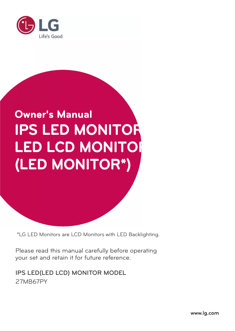 Page 1 de la notice Manuel utilisateur LG 27MB67PY-B