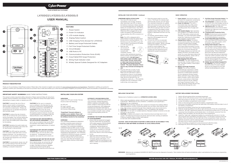 First page image of the manual for LX1500GU3