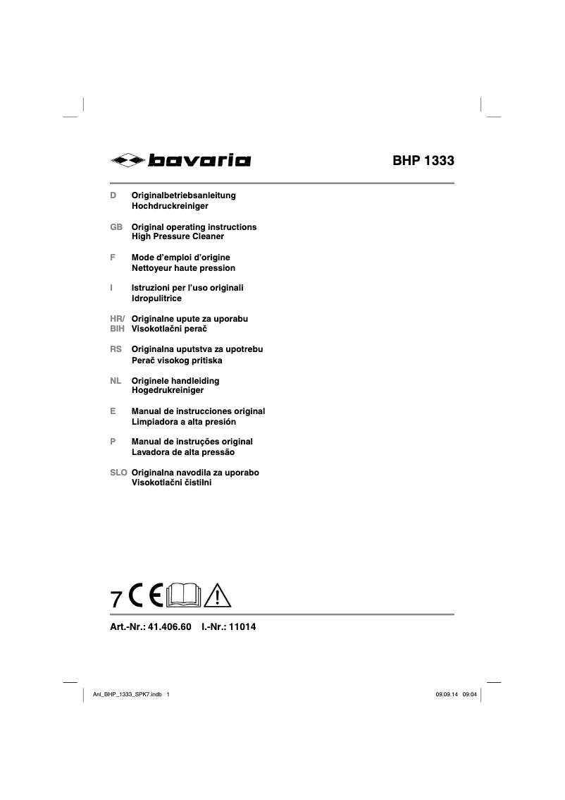 Page 1 de la notice Manuel utilisateur Bavaria BHP 1333