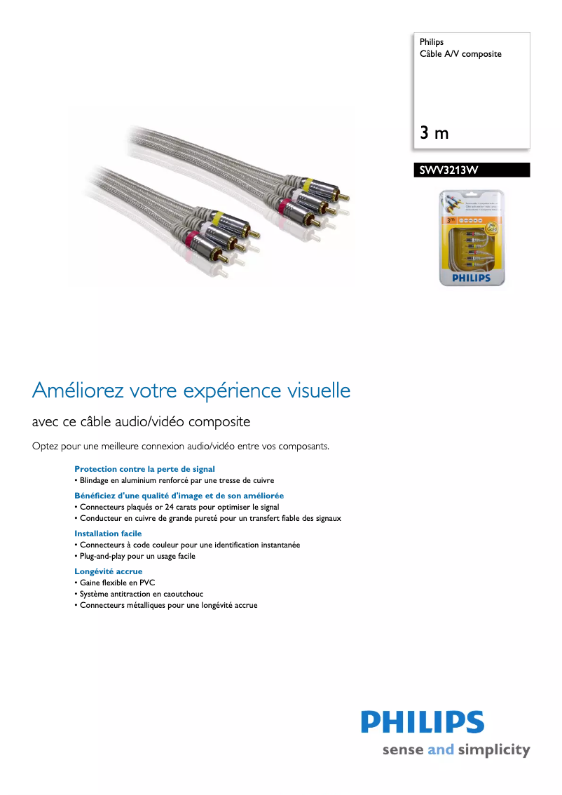 Page 1 de la notice Fiche technique Philips SWV3213W