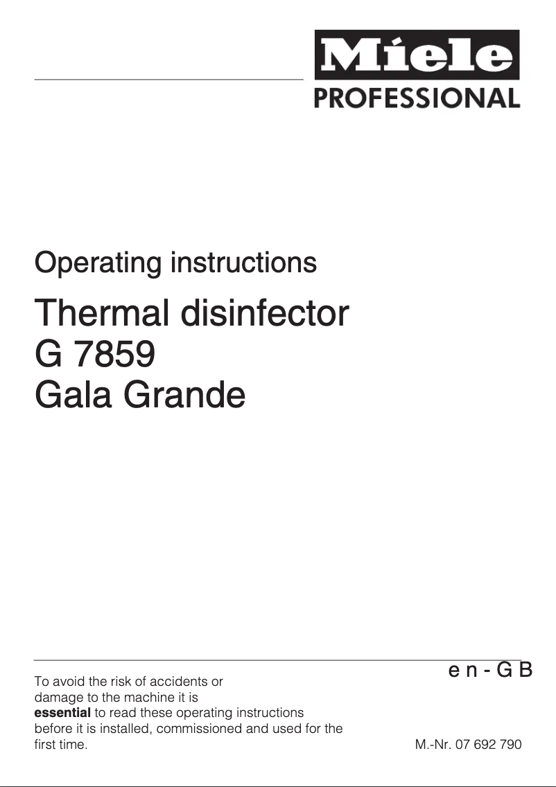 Image de la première page du manuel de l'appareil G 7859 Gala Grande