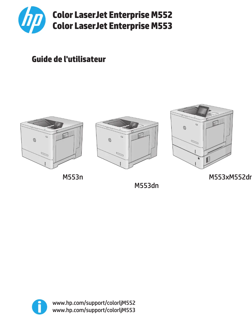 Image de la première page du manuel de l'appareil Color LaserJet Enterprise M553