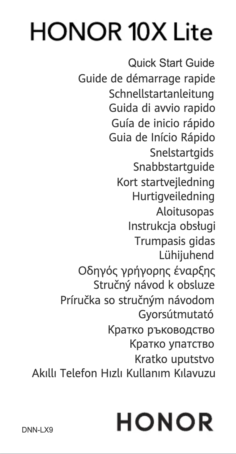 Page 1 de la notice Guide de démarrage rapide Honor 10X lite